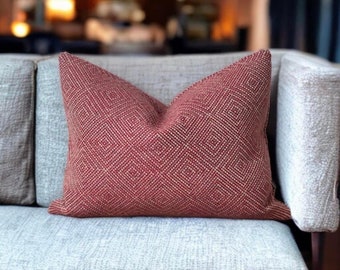 Geometric Cushion uk, Red Pillow UK, Pattern Pillow UK, Cushion Cover UK, Red Weave Cushion, Contemporary Cushion ,