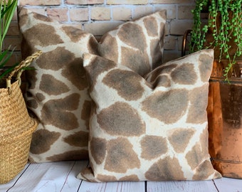 Giraffe Cushion, Animal Print Cushion, Giraffe Velvet Cushion, Cushion Covers UK, Animal Print Pillow, Safari Nursery Cushion