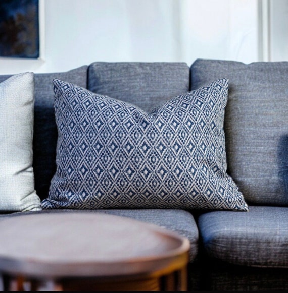 Aztec Cushion Navy Cushion Geometric Throw Pillow Cushion Cover UK Patterned Cushion Indigo Cushion Tasselled Cushion Sustainable Etsy