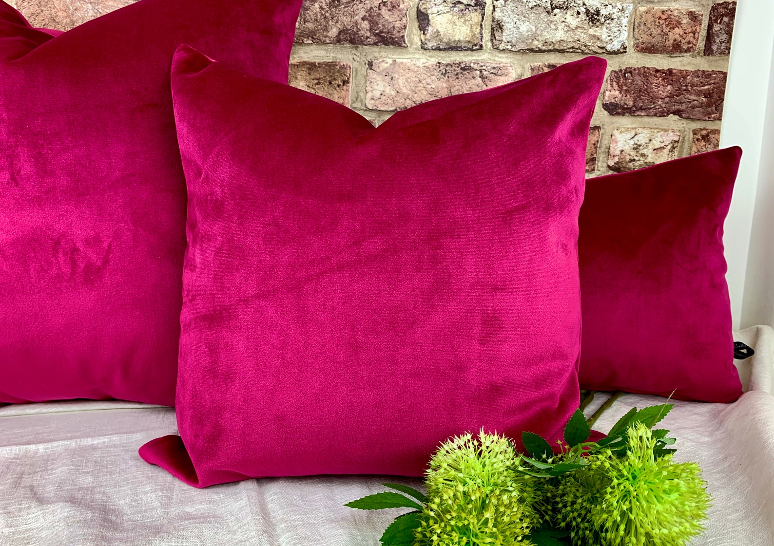 Velvet Cushion UK Pink Velvet Cushion Cerise Velvet Pillow Etsy UK