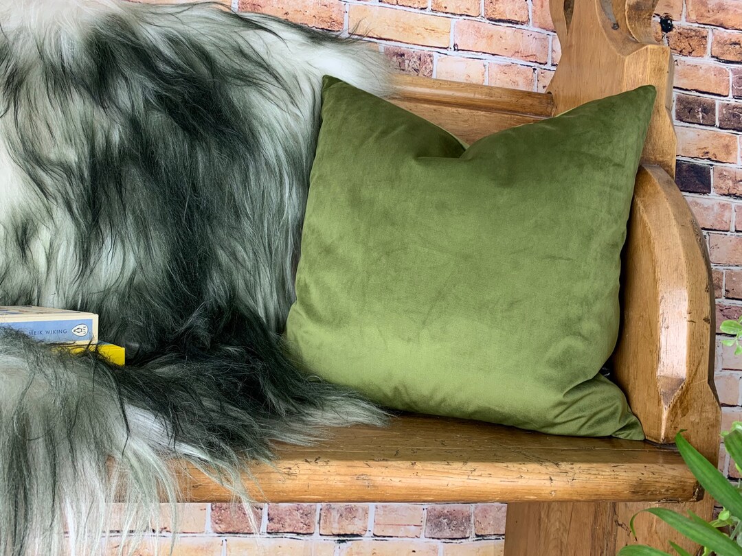 Olive Velvet Cushion, Olive Pillow, Dark Green Cushion, Cushion Cover