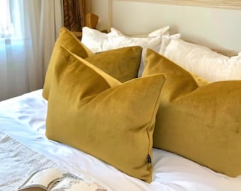 Tumeric Velvet Cushion, Gold Velvet Cushion, Ochre Velvet Pillow, Cushion Cover UK