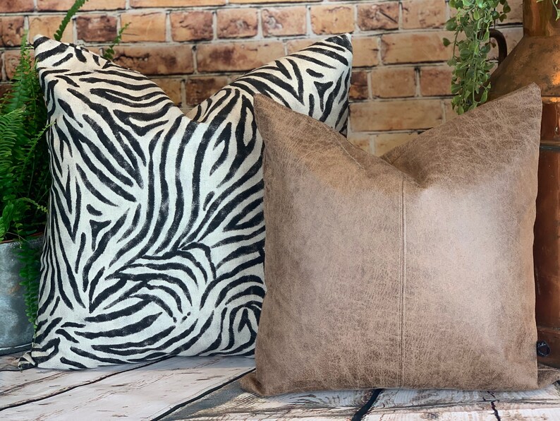 Faux Leather Cushion Imitation Leather Pillow Tan Leather Etsy UK