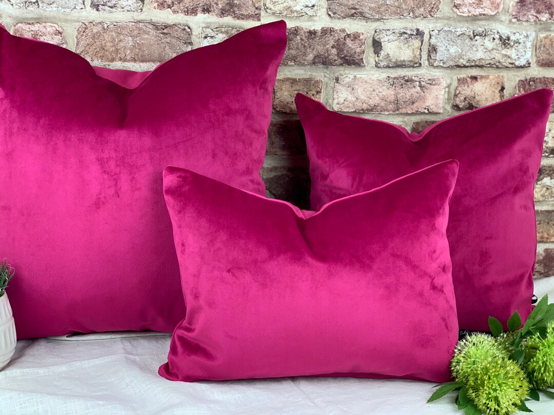 Velvet Cushion UK, Pink Velvet Cushion, Cerise Velvet Pillow, Fuchsia