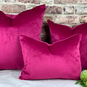 Velvet Cushion UK, Pink Velvet Cushion, Cerise Velvet Pillow, Fuchsia Scatter Cushion, Cushion Cover UK