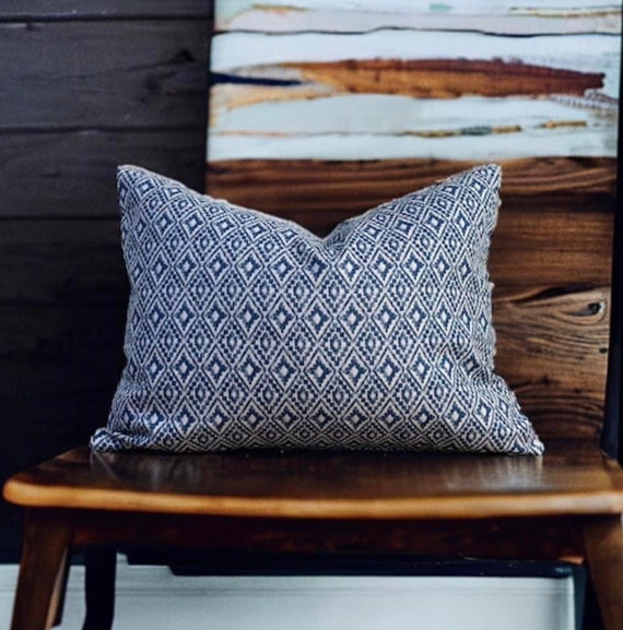 Aztec Cushion Navy Cushion Geometric Throw Pillow Cushion Cover UK Patterned Cushion Indigo Cushion Tasselled Cushion Sustainable Etsy