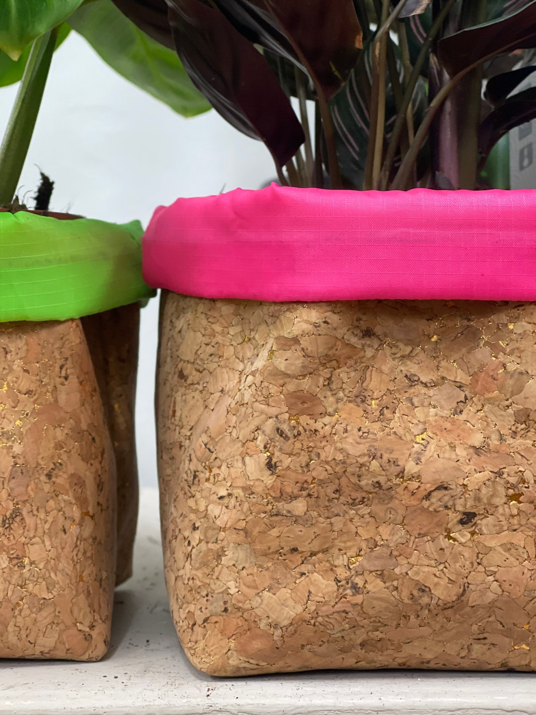 Indoor Plant Pot UK, Fabric Planter, Vegan Plant Holder, Fabric Plant Pot, Cork Plant Pot Etsy