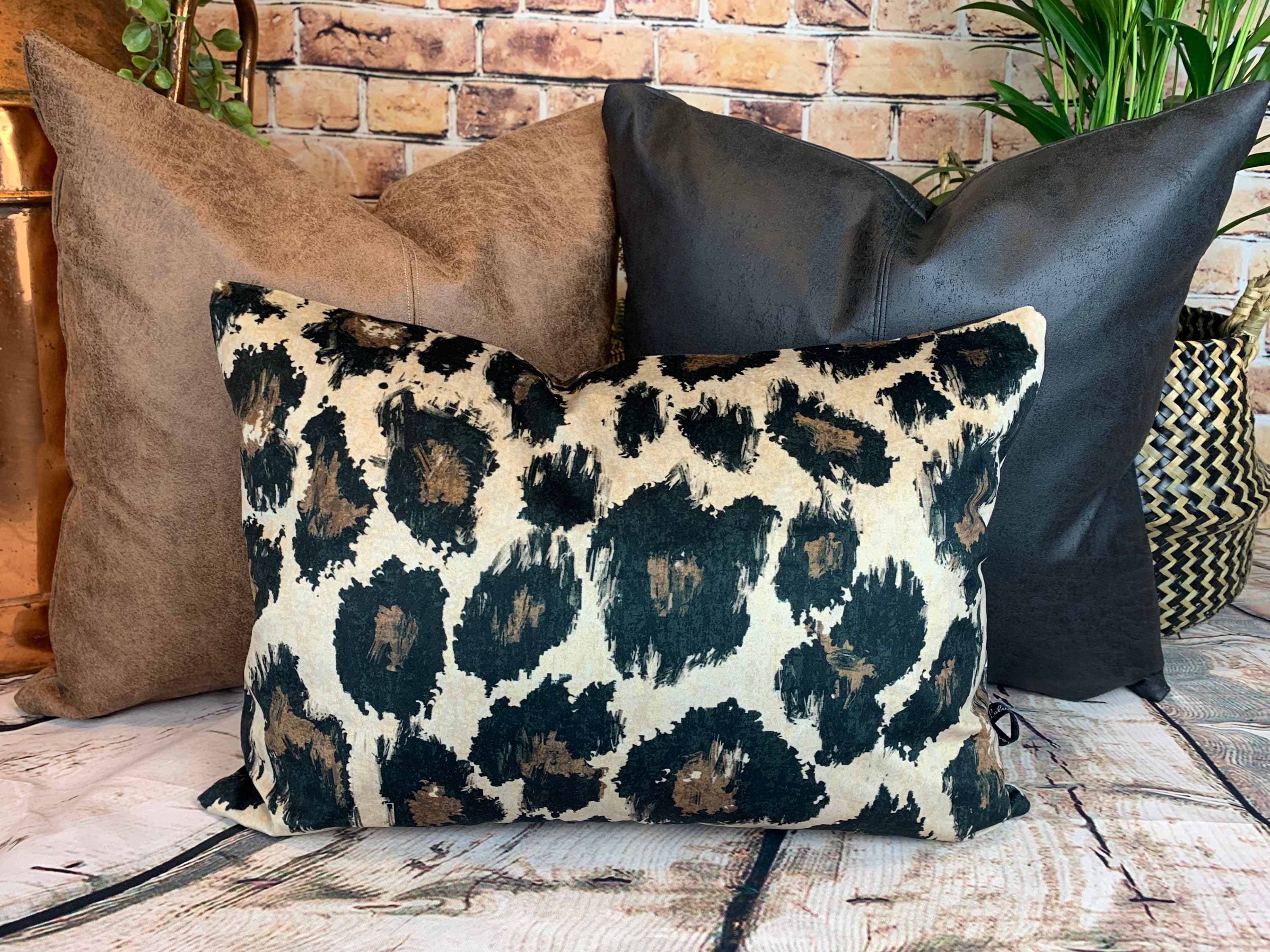 Faux Leather Cushion Tan Leather Pillow Imitation Leather Etsy UK