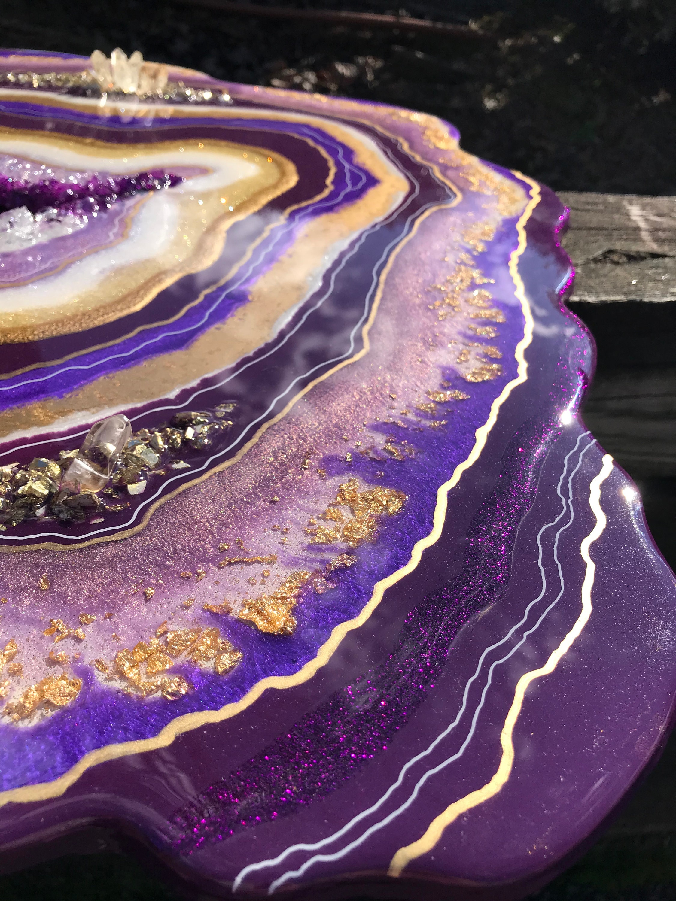 Amethyst Large Geode Art 20x25'' Purple Epoxy Resin Etsy