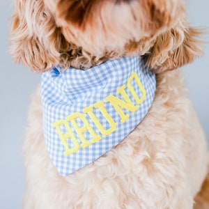 PERIWINKLE Gingham Bandana for Dogs Labradoodle Snap On Dog Bandana Personalized with Name Doodle Gift Embroidered Bandana Gift for Dog Mom