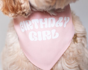 COTTON CANDY Birthday Girl Dog Bandana with Snap Birthday dog gift dog accessory birthday bandana birthday dog bandana with 'Birthday Girl'