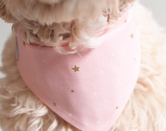 Birthday Bandana in Pink with Tiny Stars Bandana Snap Bandana for Dog Custom Bandana Personalized with Name Embroidered Bandana
