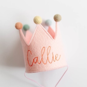 Pink Embroidered Birthday Crown for Dogs First Birthday Crown Custom Dog Birthday Hats Dog Birthday Keepsake Dog Party Hat Pup Birthday