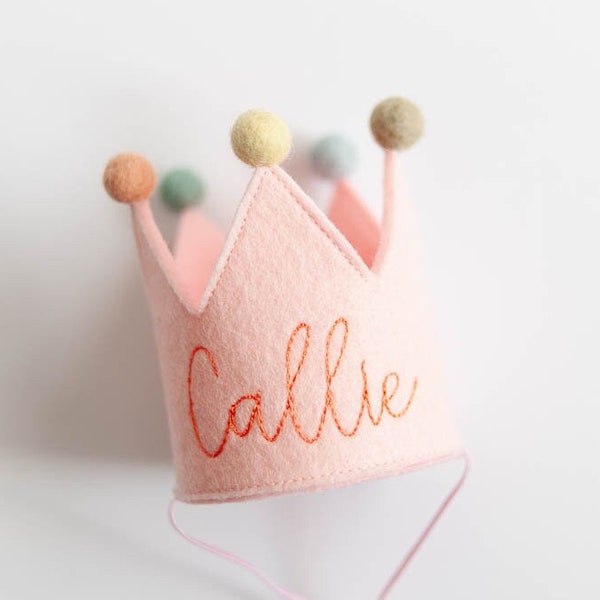 Pink Embroidered Birthday Crown for Dogs First Birthday Crown Custom Dog Birthday Hats Dog Birthday Keepsake Dog Party Hat Pup Birthday
