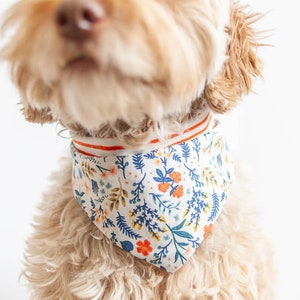 Orange Bloom Bandana for Dogs Snap On Dog Bandana Personalized with Name Embroidered Bandana Gift for Dog Mom Spring Dog Bandana