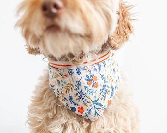 Orange Bloom Bandana for Dogs Snap On Dog Bandana Personalized with Name Embroidered Bandana Gift for Dog Mom Spring Dog Bandana