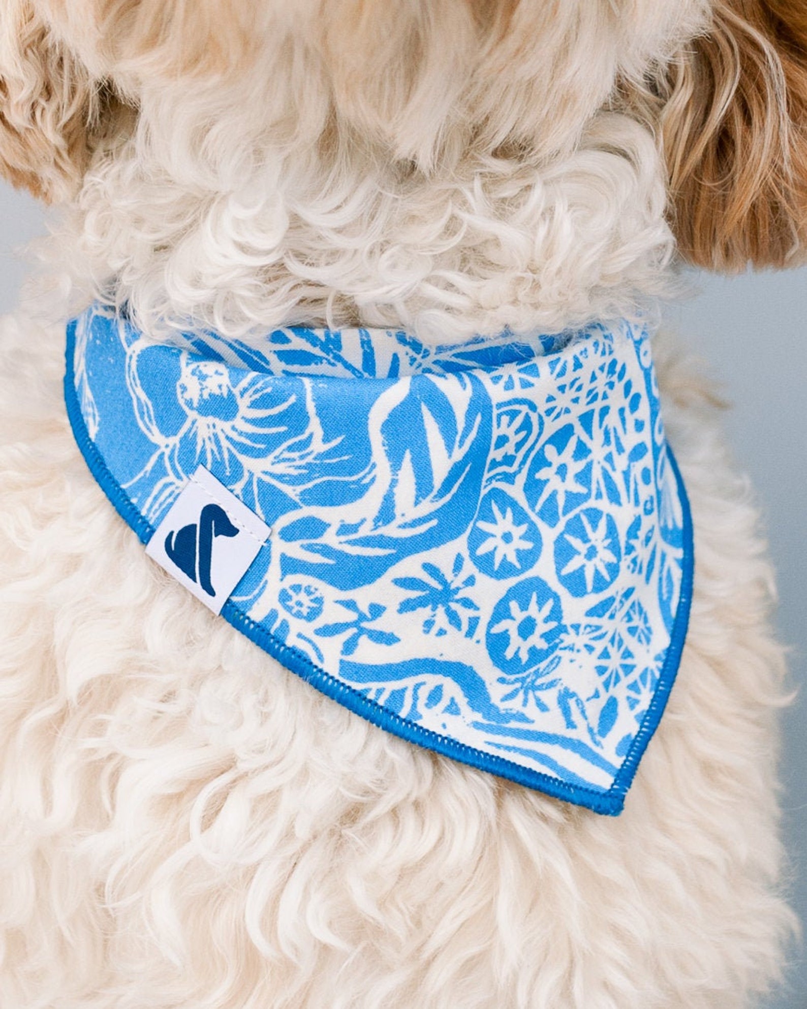 Blue Floral Dog Bandana/ Snap on Bandana/ Custom Dog Bandana/ Etsy