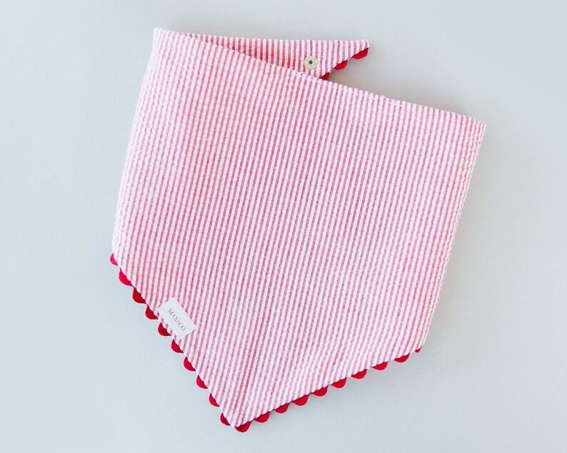 DOG Bandana With Snaps / Bandana for Dogs / Red Seersucker Etsy