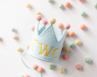 Baby Blue Embroidered Birthday Crown for Dogs First Birthday Crown Custom Dog Birthday Hat Dog Party Hat Pup Birthday | INSPIRED BY COOKIES