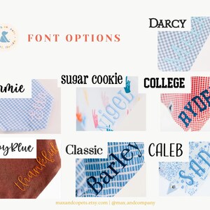 dog bandana embroidery font options