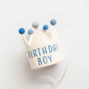 Baby Birthday Boy Crown First Birthday Crown Custom Baby Birthday Hats Baby Birthday Keepsake Baby Party Hat Birthday Country Kitchen Blue image 7