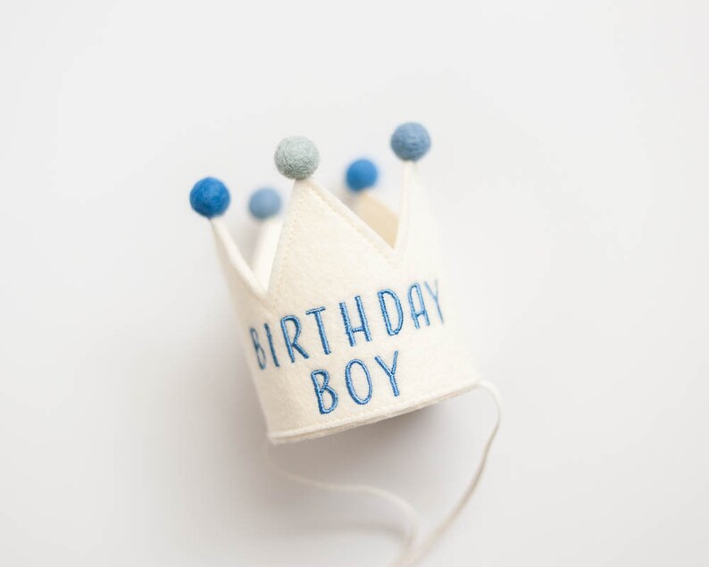 Baby Birthday Boy Crown First Birthday Crown Custom Baby Birthday Hats Baby Birthday Keepsake Baby Party Hat Birthday Country Kitchen Blue image 7