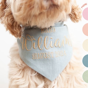 Bandana con broches para anunciar el nacimiento de un perro, bandana para perro, anuncio de embarazo, regalo para mamá y hermano de perro.