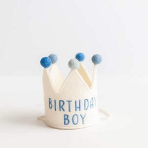 Birthday boy crown with pompom for dogs and babies