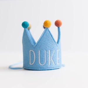 Cornflower Embroidered Birthday Crown for Babies, First Birthday Crown, Custom Baby Birthday Hat, Baby Birthday Keepsake