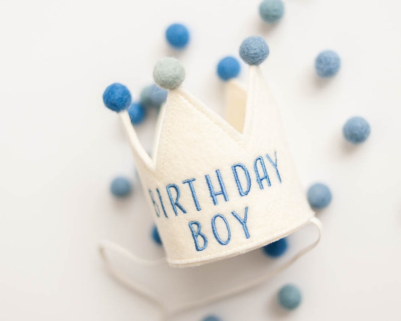 Baby Birthday Boy Crown First Birthday Crown Custom Baby Birthday Hats Baby Birthday Keepsake Baby Party Hat Birthday Country Kitchen Blue image 8