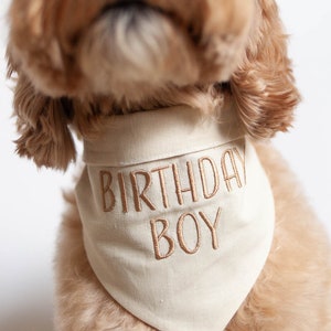 Ivory Birthday Boy Dog Bandana with Snaps Linen/Cotton Blend Bandana Custom Bandana Personalized with Birthday Boy for Dog's Birthday image 10