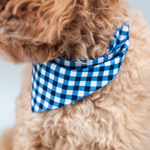 Indigo Gingham Dog Bandana with Snaps Custom Bandana for dog mom gift Personalized bandana for dog custom gifts for preppy dogs accessories