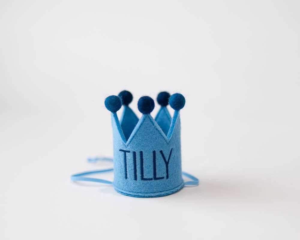 MINI Birthday Crown for Cats, Cat First Birthday Crown, Embroidered Cat Birthday Hat, Cat Birthday Keepsake, Kitten Birthday | Choose Color