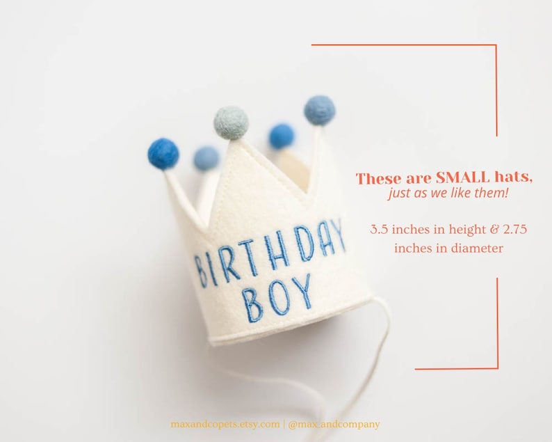 Baby Birthday Boy Crown First Birthday Crown Custom Baby Birthday Hats Baby Birthday Keepsake Baby Party Hat Birthday Country Kitchen Blue image 2