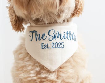 Wedding Dog Bandana with Snaps | Engagement Photo Dog Bandana| Custom Dog Engagement Bandana | Wedding Bandana for Dog | CHOOSE FABRIC COLOR