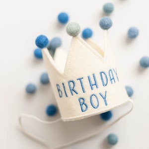 Baby Birthday Boy Crown First Birthday Crown Custom Baby Birthday Hats Baby Birthday Keepsake Baby Party Hat Birthday Country Kitchen Blue image 1