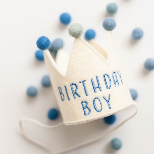 Baby Birthday Boy Crown First Birthday Crown Custom Baby Birthday Hats Baby Birthday Keepsake Baby Party Hat Birthday | Country Kitchen Blue