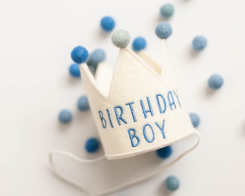Baby Birthday Boy Crown First Birthday Crown Custom Baby Birthday Hats Baby Birthday Keepsake Baby Party Hat Birthday Country Kitchen Blue image 1