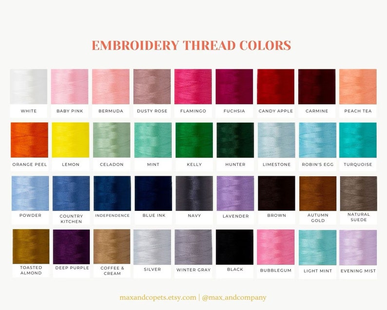 bandana embroidery color options