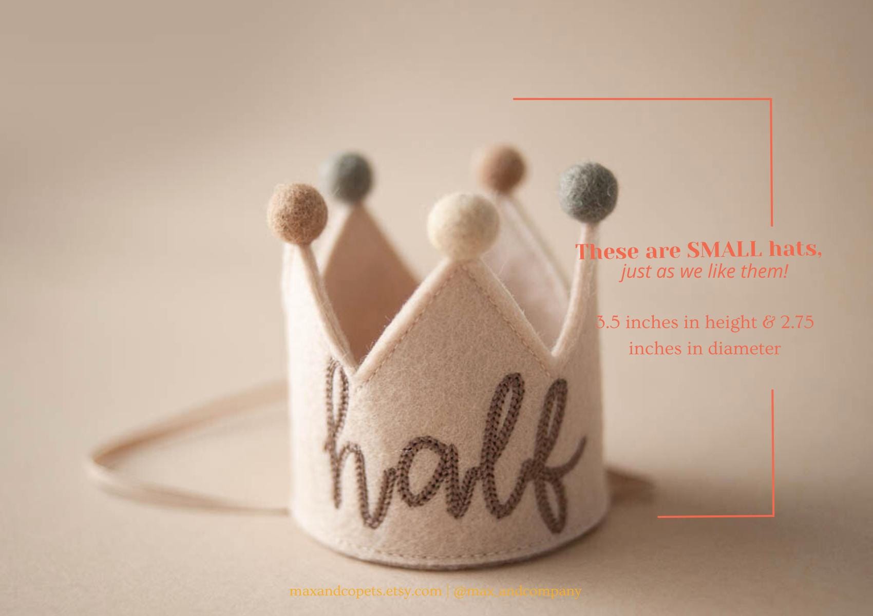 Tan Baby Half Birthday Crown, 1/2 Birthday Crown for Baby, Half Birthday Girl Outfit, Baby Half Birthday Hat for Photos | Choose Crown Color