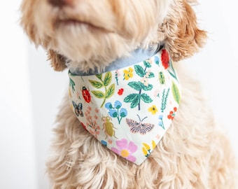 Spring Bloom Bandana for Dogs Snap On Dog Bandana Personalized with Name Embroidered Bandana Gift for Dog Mom Floral Dog Bandana