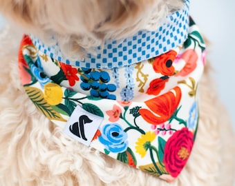 Floral Snap On DOG BANDANA Custom Bandana for Dog Personalized with Name Embroidered Floral Pattern Dog Bandana Gift for Dog Mom New Puppy