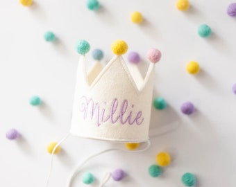 Cream Embroidered Birthday Crown for Dogs First Birthday Crown Custom Dog Birthday Hats Dog Birthday Keepsake Hat | INSPIRED BY COOKIES