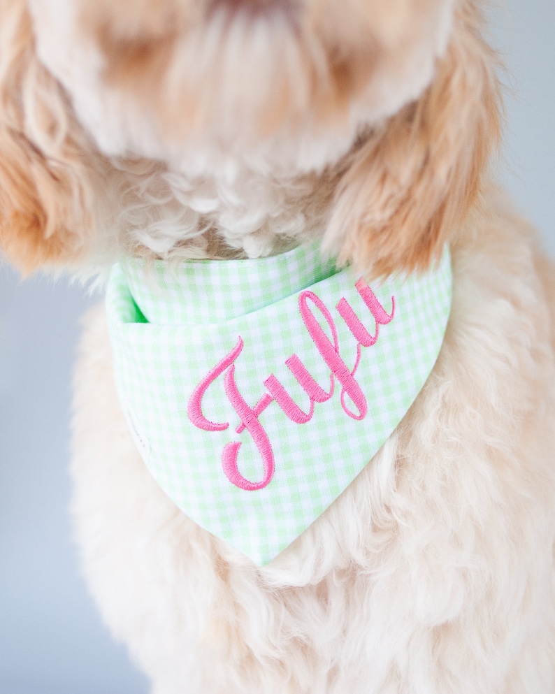 DOG Bandana With Snaps / Mint Gingham Etsy
