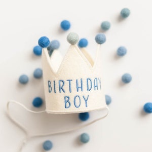 Baby Birthday Boy Crown First Birthday Crown Custom Baby Birthday Hats Baby Birthday Keepsake Baby Party Hat Birthday Country Kitchen Blue image 6