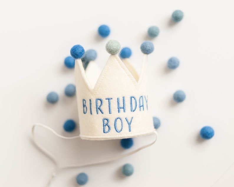 Baby Birthday Boy Crown First Birthday Crown Custom Baby Birthday Hats Baby Birthday Keepsake Baby Party Hat Birthday Country Kitchen Blue image 6