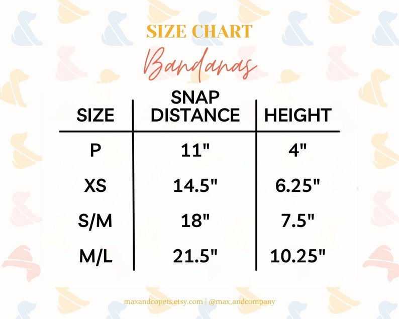 dog bandana sizing chart