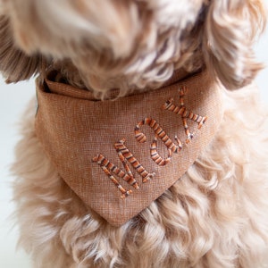 Fall Dog bandana Pecan Linen/Cotton Blend dog bandana Thanksgiving dog Bandana with snaps monogrammed dog bandana Autumn Harvest Dog Bandana