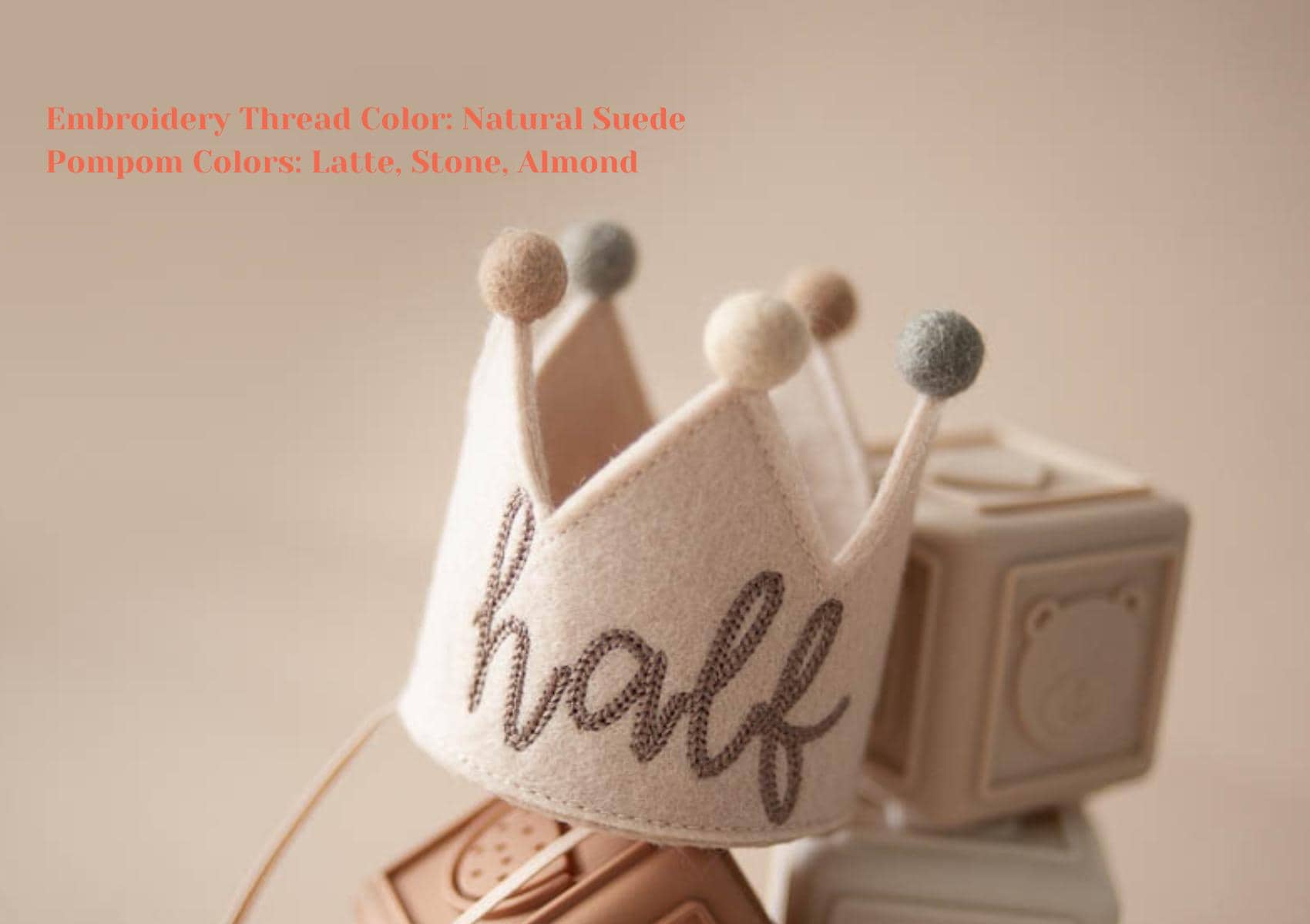 Tan Baby Half Birthday Crown, 1/2 Birthday Crown for Baby, Half Birthday Girl Outfit, Baby Half Birthday Hat for Photos | Choose Crown Color