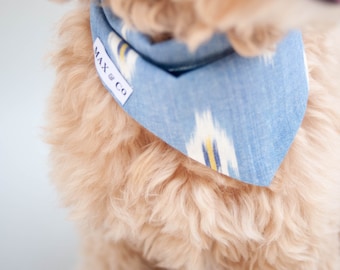 Modernes Chambray Hundebandana für Hund mit Druckknopf Personalisiertes Hundehalstuch Besticktes Bandana Hundeschal Monogramm Bandana für Hundemama Geschenk